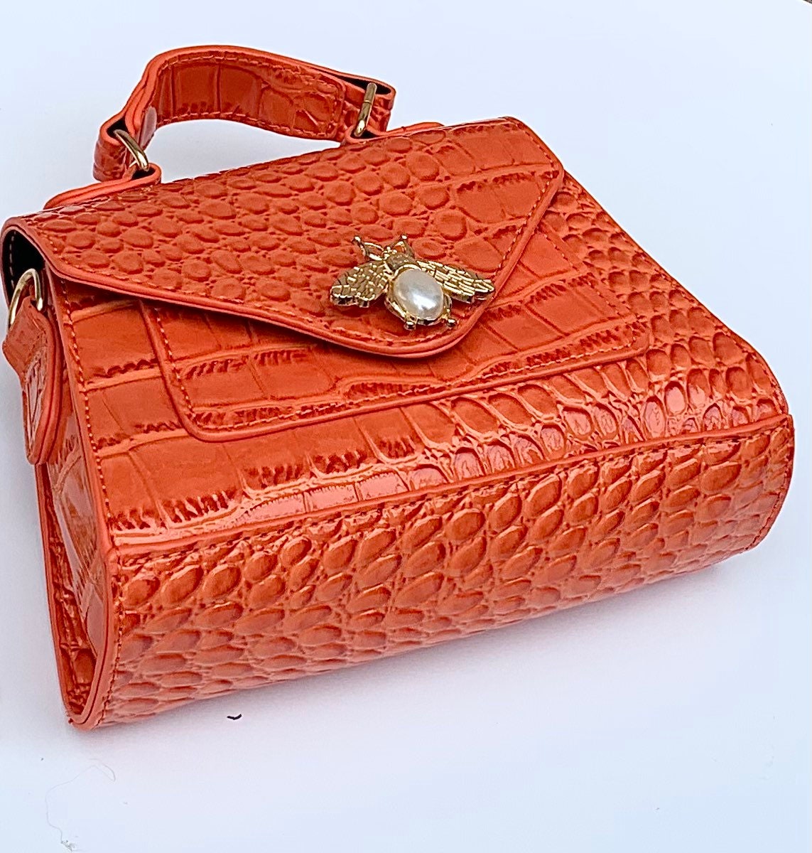Hot Pink Handbag for Women. Burnt Orange Handbag. Clutch Bag. 
