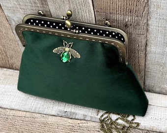 Green velvet handbag. Green Evening bag. Handbags for women.Purse bags for women. Green purse. Green crossbody bag