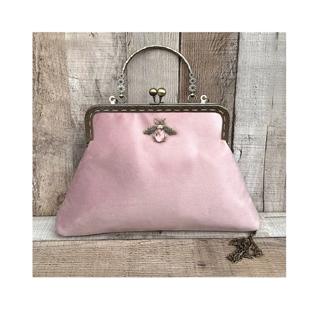 Pink Clutch Bag. Blush Pink Evening Bag. Velvet Clutch Bag. Purse Bag. Evening Bag for Women. Clutch Purse. Vintage Handbag Etsy