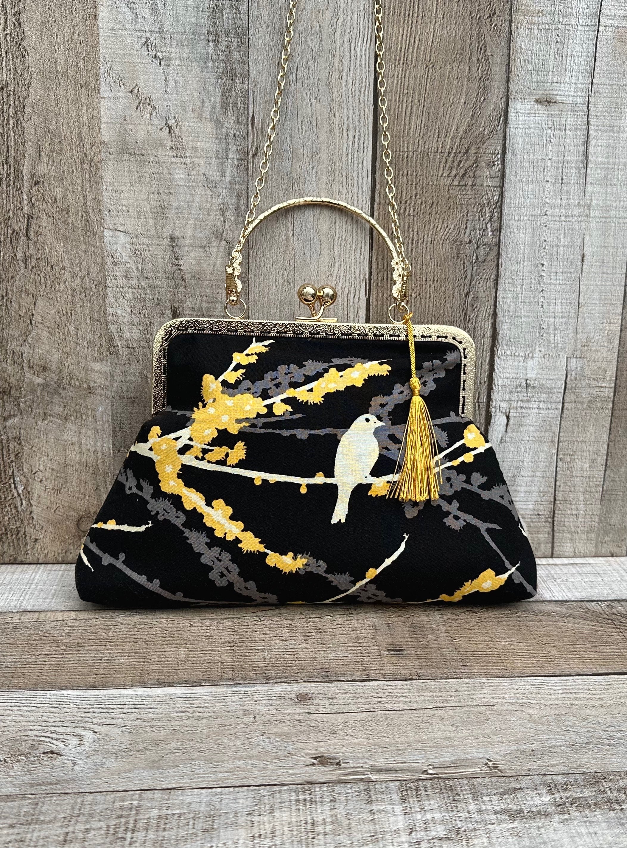Vintage Handtasche. Top Griff Clutch Tasche. Vintage Handtasche. Schwarz-goldene Clutch. Boho Handtasche. Boho-Clutch