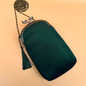 Sac à bandoulière pour téléphone. sac à main vintage pour femme. Sac à main vert émeraude. Mini bandoulière. Sac à bandoulière avec bandoulière