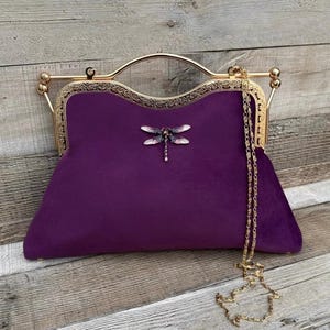 Purple Clutch bag. Purple evening bag. Victorian handbag. Evening bag for women. Clutch purse. Vintage handbag. Velvet handbag