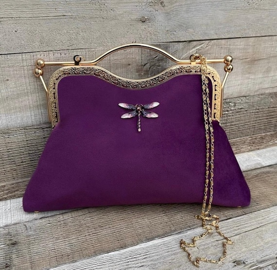 kette clutch tasche lila