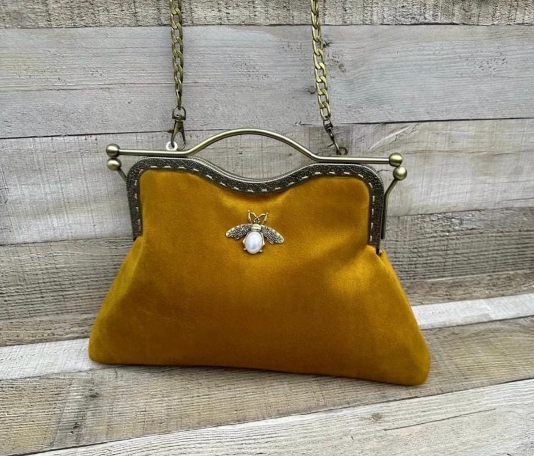★hai★ Edith Bag Velvet Yellow Yellow Handbag - Vibe Totes