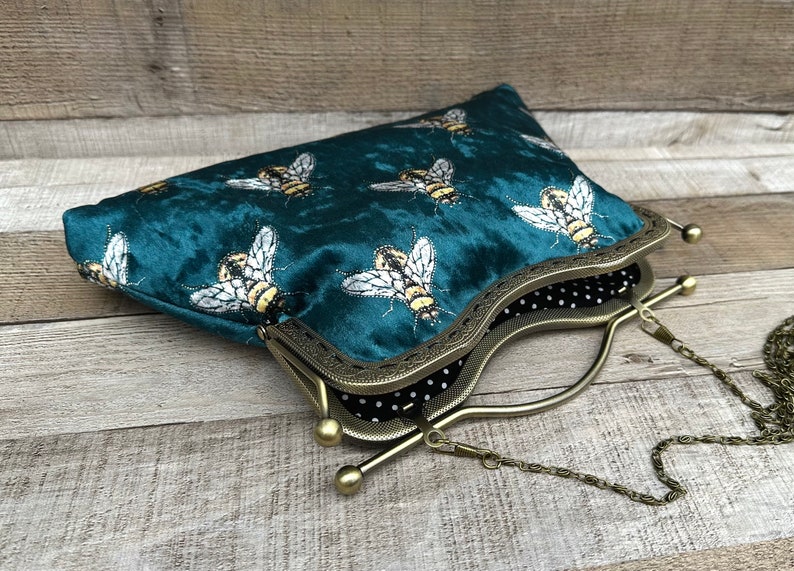 Clutch bag for women. Green clutch bag. Top handle bag. Clutch bag with strap. Green evening bag. Petrol colour handbag zdjęcie 3