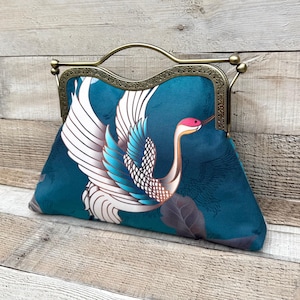 Japanese handbag. Teal blue clutch bag. Vintage handbag. Blue evening bag. Clutches and evening bag. Top handle bag