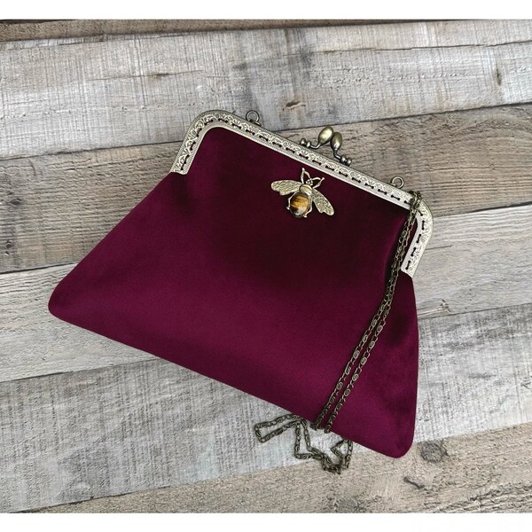 Clutch bag. Burgundy evening bag. Velvet clutch bag. Purse bag. Evening bag for women. Burgundy clutch bag. Vintage handbag for women