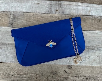 Envelope clutch bag. Blue evening bag. Blue clutch purse. Large purse bag. Wedding handbag. Royal blue clutch. Suede clutch bag