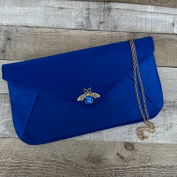 Envelope clutch bag. Blue evening bag. Blue clutch purse. Large purse bag. Wedding handbag. Royal blue clutch. Suede clutch bag