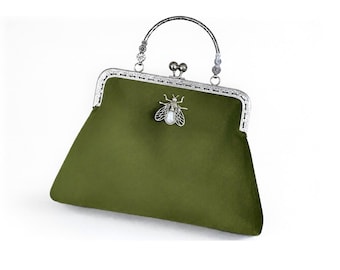 Olive Green clutch bag. Olive green handbag. Green Evening bag. Clutch purse. Velvet clutch. Clutches and evening bag