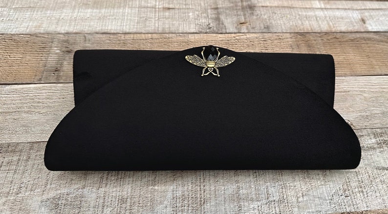 Black clutch. Evening bag. Velvet clutch bag. Purse bag. Wedding clutch. Velvet handbag. Clutch bag. Prom bag. Black evening bag zdjęcie 5