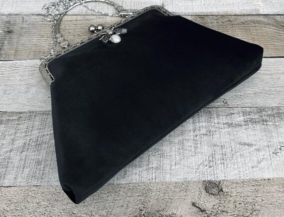 Gothic Schwarze Samt-Clutch-Tasche