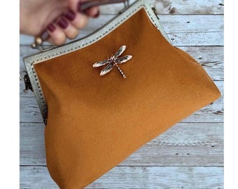 Sac fourre-tout pour femme. sac à main vintage. Sac à main orange brûlé. Pochette en velours. Sac à main d'invité de mariage. Sac de soirée pour femme. Cadeaux pour elle