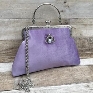 Lilac clutch bag. Purple evening bag. Vintage clutch. Lilac handbag. Vintage handbag. Velvet handbag. Crossbody bag for women