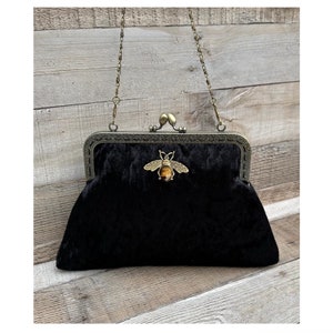 Gothic Handtasche. Schwarze Abendtasche. Schwarze Clutch Tasche. Clutch Tasche mit Trageriemen. Abendtasche für Damen. Samt-Clutch. Vintage Handtasche