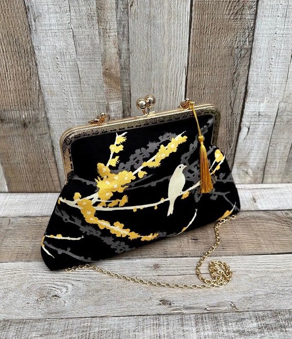 Vintage Handtasche. Top Griff Clutch Tasche. Vintage Handtasche. Schwarz goldene Clutch. Boho Handtasche. Boho Clutch Etsy