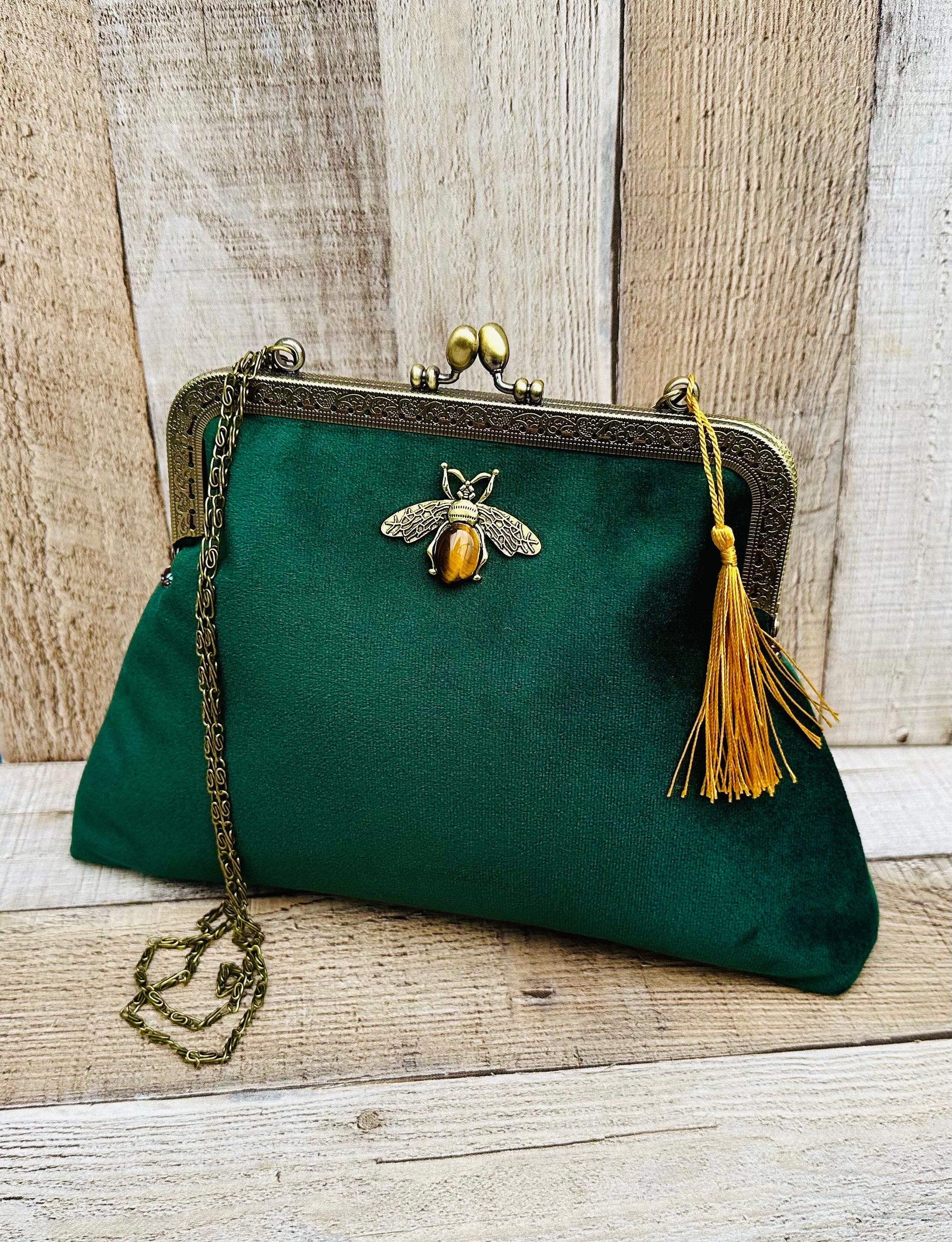 Green Handbag. Green Evening Bag. Green Clutch Bag. Vintage  display picture 1