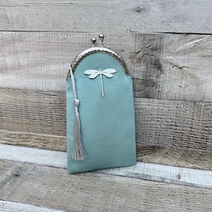 Vintage glasses case. Velvet pencil case. Soft glasses case. Dragonfly purse. Dragonfly gifts