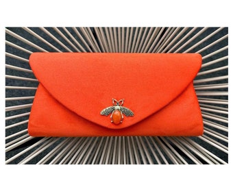 Orange clutch bag. Velvet clutch bag. Purse bag. Orange handbags. Prom clutch bag. Ladies evening bag. Wedding guest handbag. Vintage purse