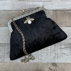 Viktorianische Handtasche. Vintage Handtasche. Schwarze Abendtasche. Samt-Clutch-Tasche. Clutch Taschen für Damen. Crossbody Tasche für Damen