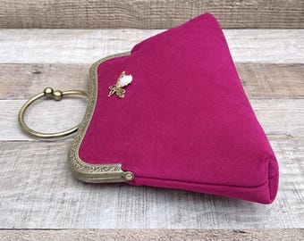 Pink Clutch Bag. Evening Bag. Velvet Clutch Bag. Purse Bag