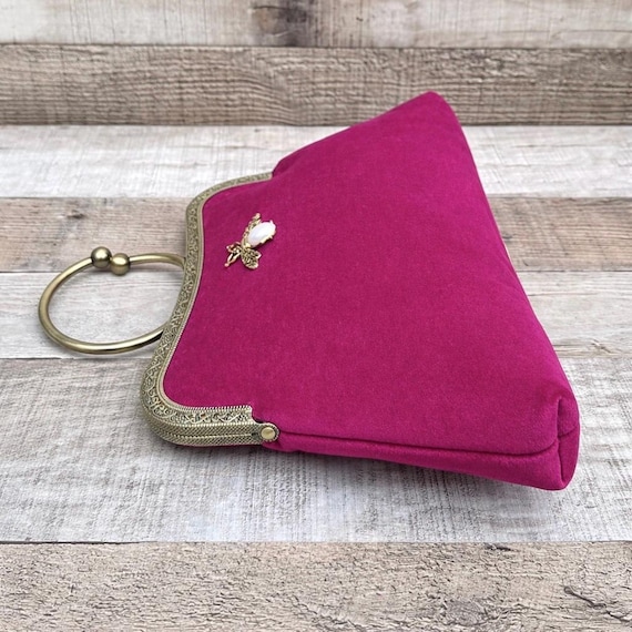 Pink Clutch Bag. Evening Bag. Velvet Clutch Bag. Purse Bag