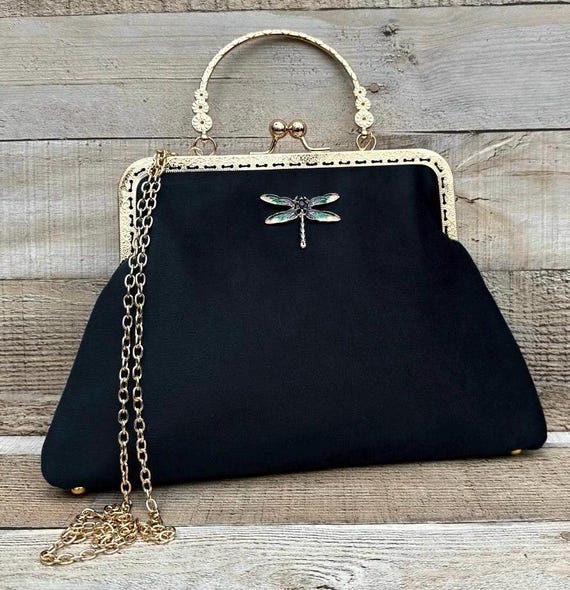 black dress purse Gothic handbag. Evening bag. Velvet Clutch bag. bag. Evening bag for women. Clutch purse. Vintage handbag. Victorian handbag Black Tie Dress Code base_color:Green Color:OFF WHITE 100% Zinc Alloy Follow