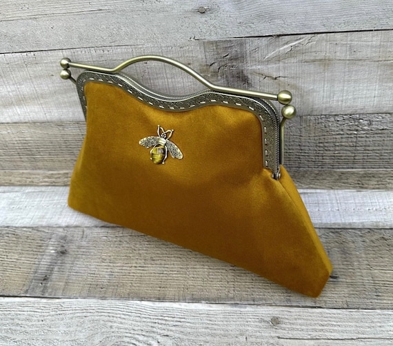 Borsa gialla. Borsa da sera senape. Borsa da sera vintage. Pochette gialla. Borsa senape. Borse vintage da donna. Pochette senape Etsy Italia