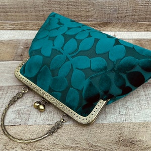 Green Clutch bag. Green evening bag. Top handle bag. Handbag for women. Victorian handbag. Vintage handbag