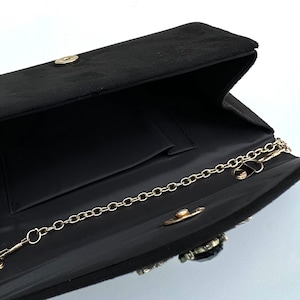 Black clutch. Evening bag. Velvet clutch bag. Purse bag. Wedding clutch. Velvet handbag. Clutch bag. Prom bag. Black evening bag zdjęcie 9