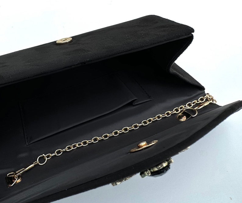 Black clutch. Evening bag. Velvet clutch bag. Purse bag. Wedding clutch. Velvet handbag. Clutch bag. Prom bag. Black evening bag zdjęcie 9