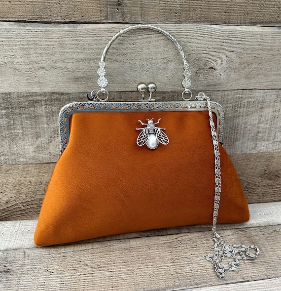 Clutch Bag for Women. Burnt Orange Clutch. Unique Clutch Purse. Vintage Clutch. Orange Evening Bag. Clutches and Evening Bags Etsy