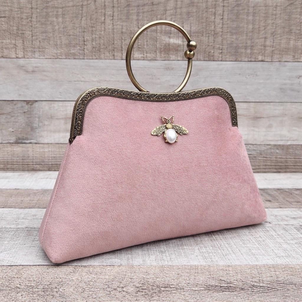 Pink Clutch Bag. Blush Pink Evening Bag. Velvet Clutch Bag