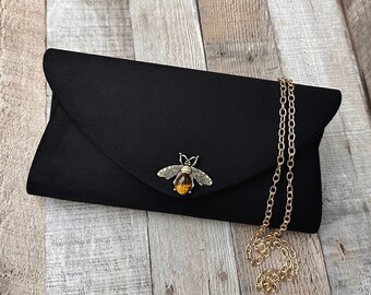 Formal clutch. Velvet clutch bag. Black evening bag. Clutch purse. Evening bag for women