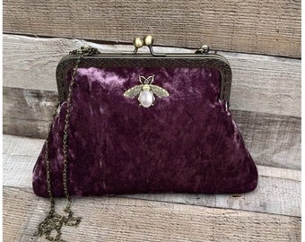 Clutch Tasche. Handtaschen für Damen. Vintage Clutch Handtasche. Amethyst Farbe Handtasche. Vintage Handtasche. Samt Handtasche
