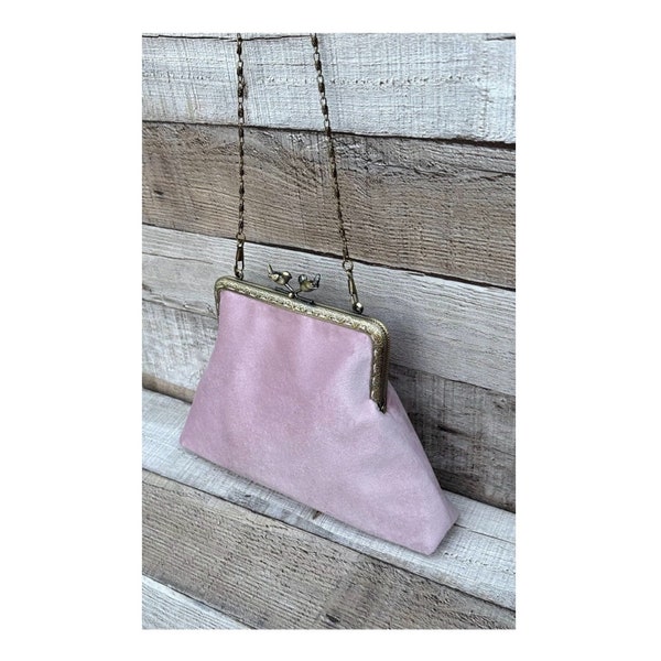 Pink Clutch bag. Blush pink evening bag. Velvet clutch bag. Purse bag. Evening bag for women. Clutch purse. Vintage handbag