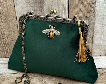 Green velvet handbag. Green Evening bag. Handbags for women.Purse bags for women. Green purse. Green crossbody bag