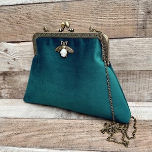 Teal handbag. Evening bag. Clutch purse. Turquoise colour handbag. Vintage handbag. Velvet clutch bag. Teal clutch bag