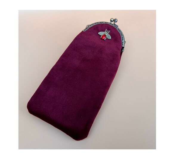 Soft Glasses Case. Burgundy Velvet Glasses Case. Velvet  display picture 1