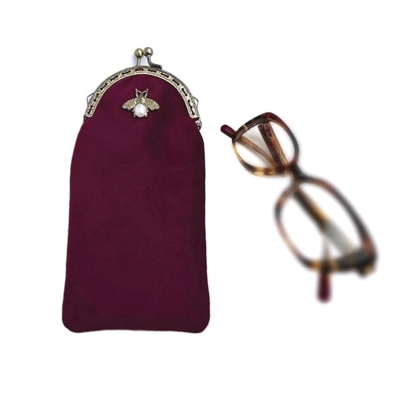 Vintage Glasses Case for Women. Velvet Glasses Case. Reading  display picture 3