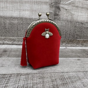 Red Coin purse. Vintage purse. Wallet for women. Smal purse. Cute purse. Mini wallet. Soft coin purse. Gifts for her
