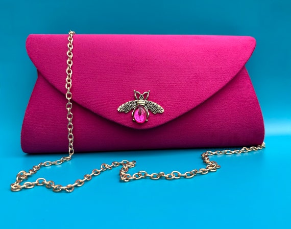 Evening Bag. Clutch Bags for Ladies. Velvet Clutch Bag. Purse Bag. Fuchsia Handbags. Wedding Clutch. Suede Clutch Bag