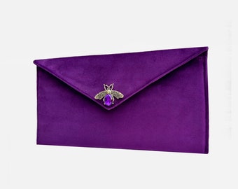 Bolso de mano morado. Bolso de mano de terciopelo. Bolsa tipo sobre. Bolso de noche. Bolsos para mujer. Bolso de terciopelo. Bolso monedero para mujer. Bolso de noche morado