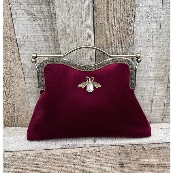 Clutch bags for women. Burgundy handbag. Velvet clutch. Evening bags for women. Vintage purse. Burgundy clutch. Formal bag