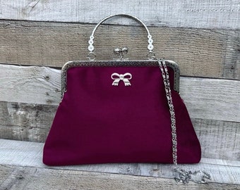 Burgundy clutch bag. Velvet clutch. Purse bag. Evening bag for women. Burgundy handbag. Top handle bag. Vintage handbag
