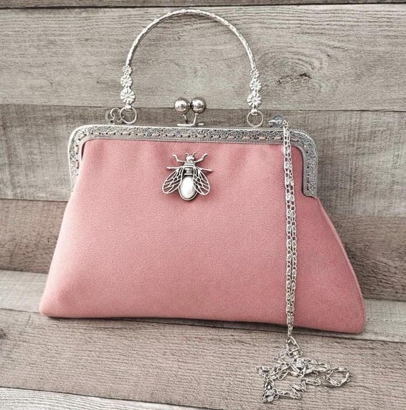Pochette rosa. Borsa da sera rosa. Borsetta per invitati a