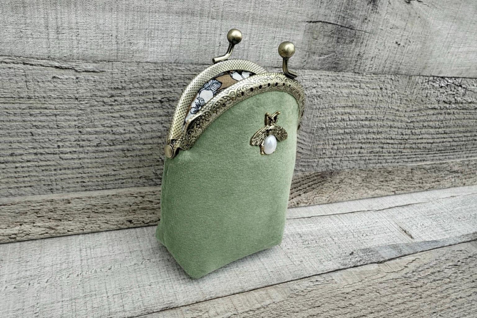 Sage Green Clutch. Vintage Evening Bag. Green Handbag. Crossbody