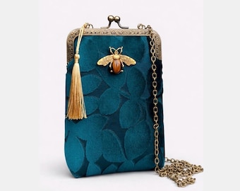 Handytasche mit Umhängegurt. Vintage-Handtasche für Damen. Grüne Handtasche. Mini-Umhängetasche. Umhängetasche mit Riemen. Grüne Abendtasche.