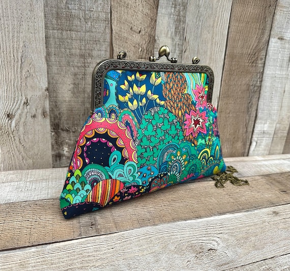 Floral Clutch Bag. Quirky Clutch Bag. Colourful Handbag. 70s Handbag. Clutch Purse for Women. Colourful Evening Bag. Vintage Handbag Etsy UK