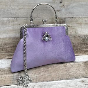 Lilac clutch bag. Purple evening bag. Vintage clutch. Lilac handbag. Vintage handbag. Velvet handbag. Crossbody bag for women